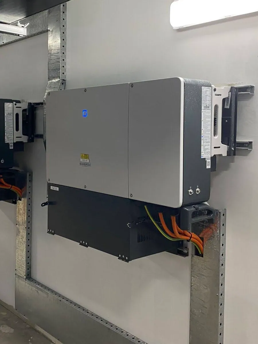 Inverters mounted on a wall.